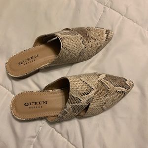 Snake print slip on flats